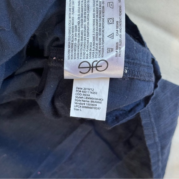 ELLA MOSS Brianne Navy Blue 100% Cotton Eyelet Peasant Top Size Large - Picture 6 of 9